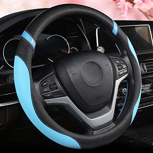 Cxtiy Universal Leather Steering Wheel Cover 38cm (15 Inch) Rose | Breathable, Anti-Slip Grip for Cars thumbnail 1
