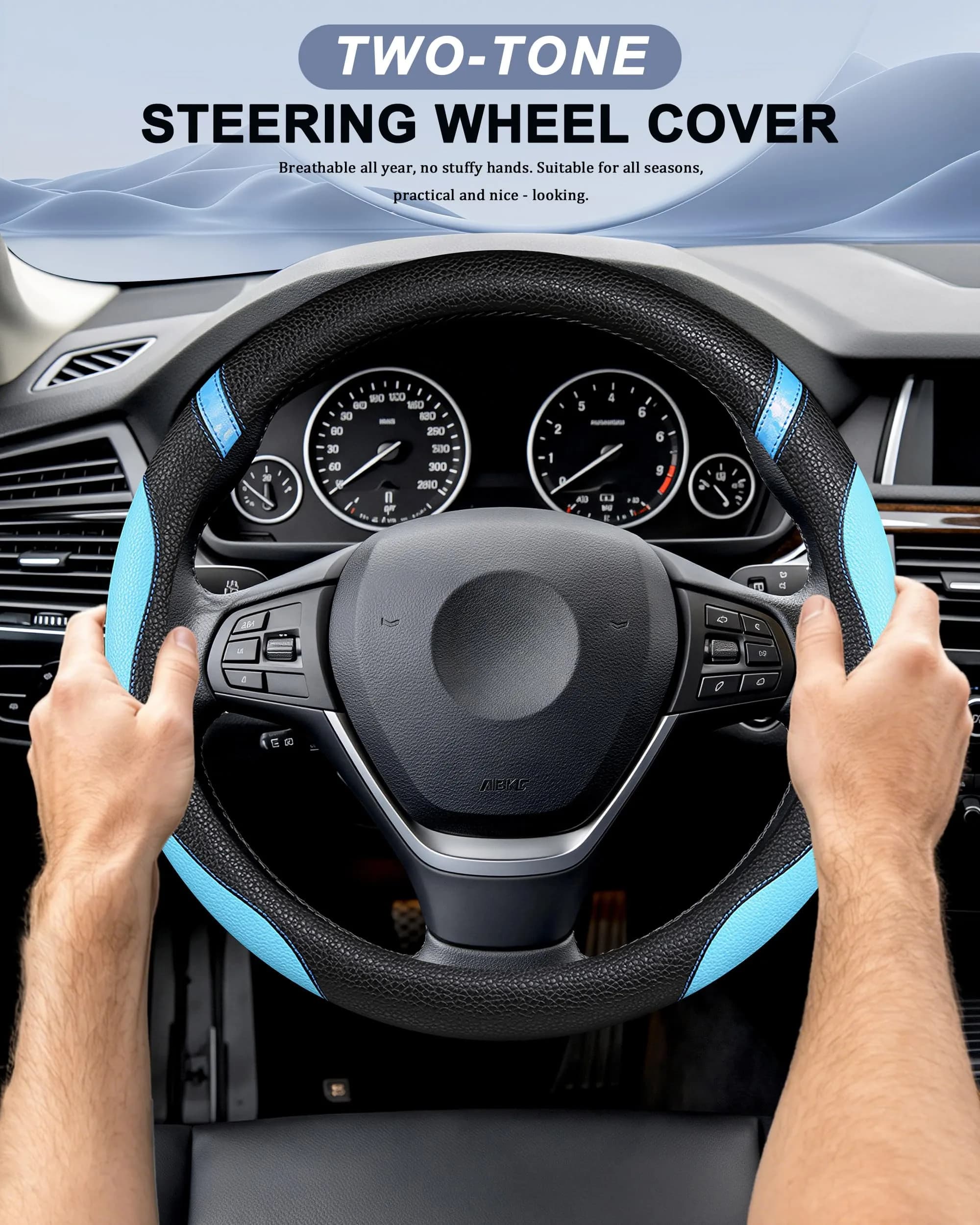 Cxtiy Universal Leather Steering Wheel Cover 38cm (15 Inch) Rose | Breathable, Anti-Slip Grip for Cars - view 2