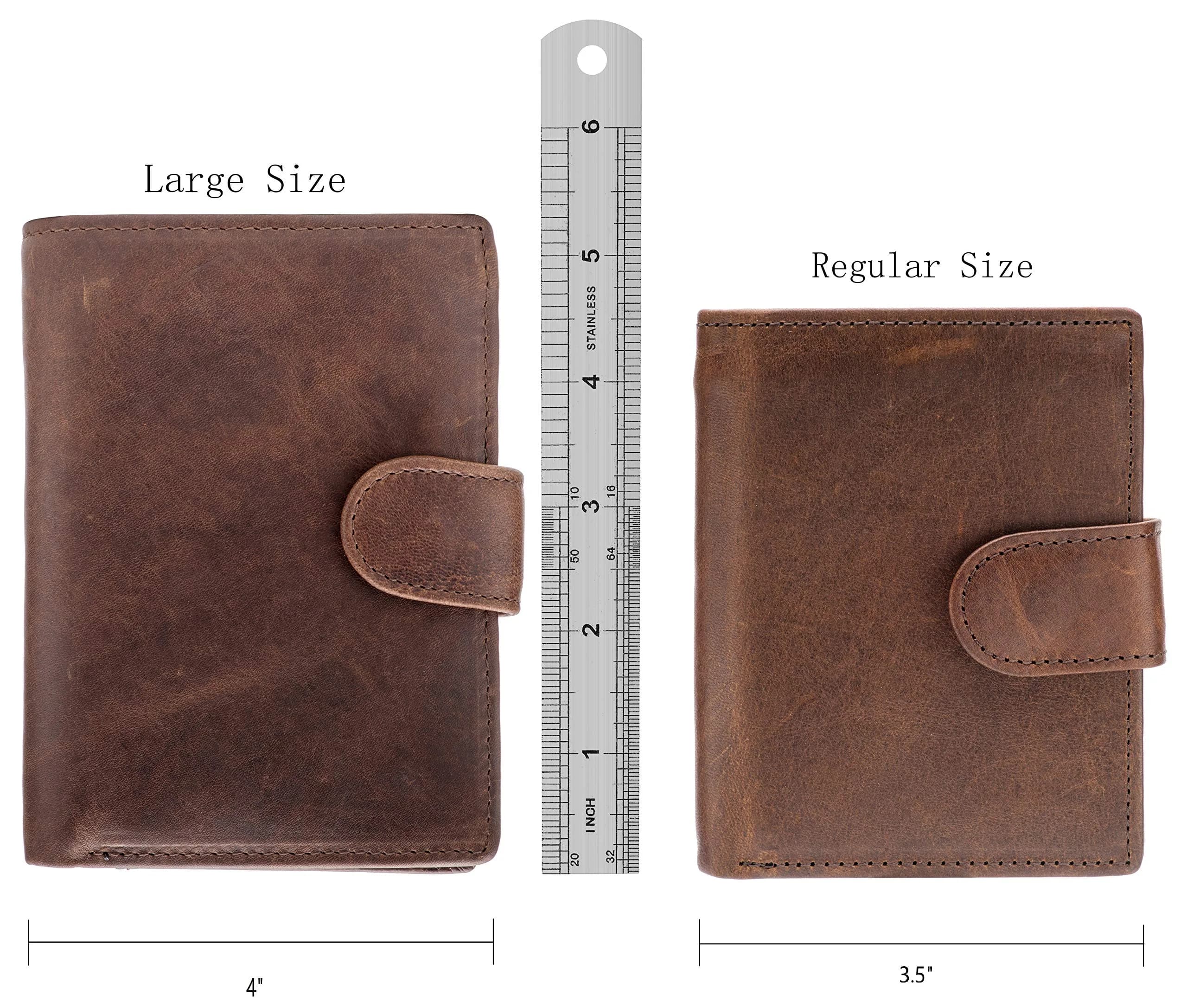 POKOFO Coffee Regular Size Genuine Leather Trifold Wallet for Men with RFID Blocking & Snap Closure - view 2