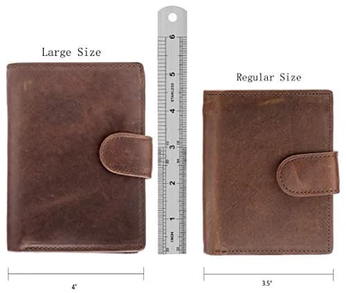 POKOFO RFID Genuine Leather Trifold Wallet with Snap Closure & 10 Card Slots | 11.7 cm (4.6") x 8.9 cm (3.5") x 1.5 cm (0.6") thumbnail 2