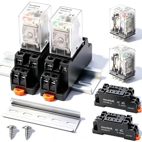mxuteuk HH52P DPDT Electromagnetic Power Relay AC 24V Coil, 5A, 8-Pin, 2-Pack with DIN Rail Mount | Industrial Automation Control thumbnail 1