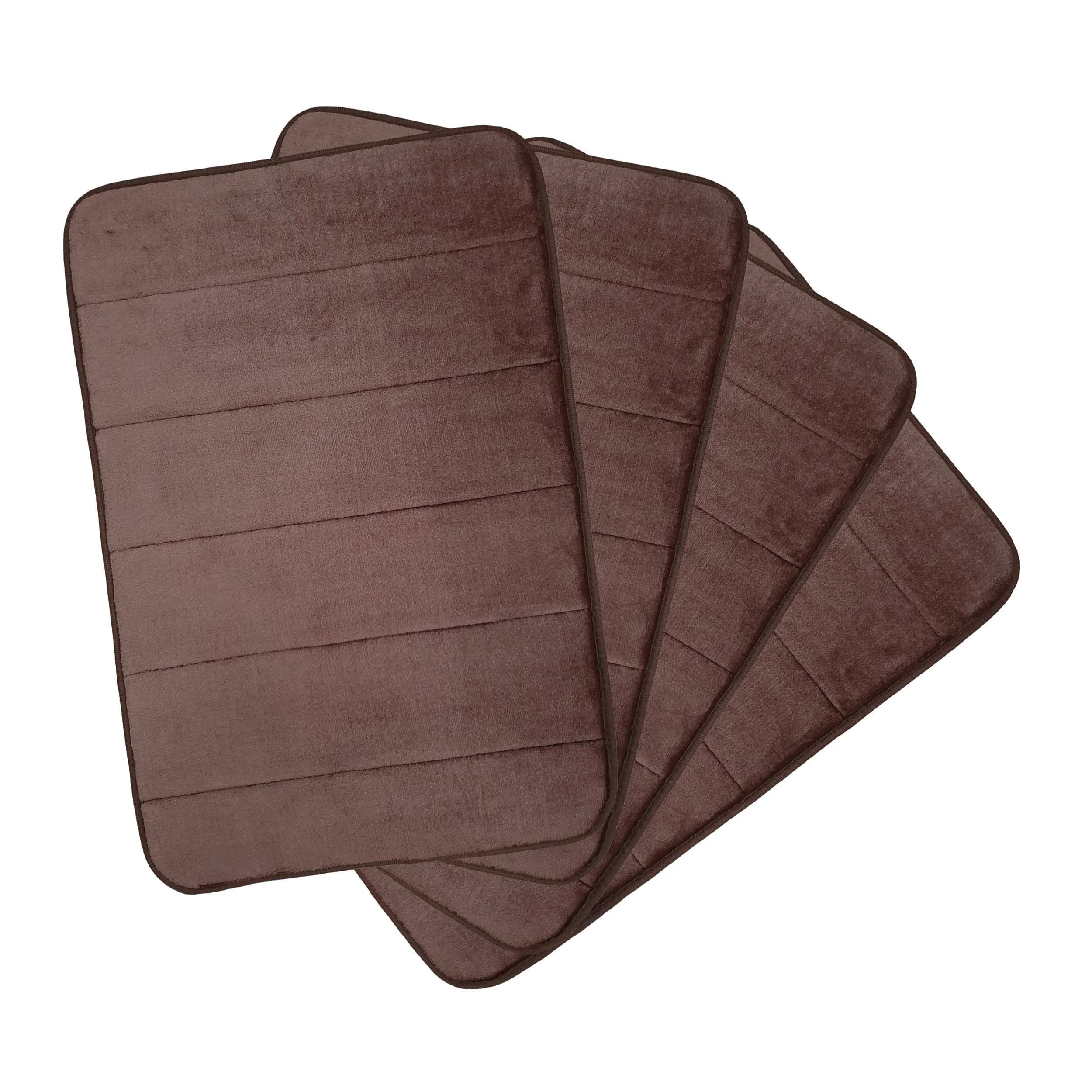 MG MACRO GIANT Memory Foam Bath Mat Set of 2 | Non Slip, Water Absorbent, 46.5" x 15.5" | Gray — Brown / 23x15.5 inch