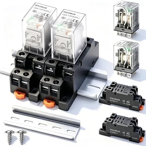 mxuteuk DPDT Electromagnetic Power Relay JQX-13FL DC 12V Coil 8 Pin 10A with Base and DIN Rail Mount (2-Pack, Black) thumbnail 1