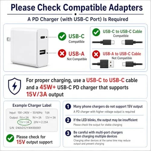 Sisyphy Surface Connect to USB-C Charging Cable 20cm (0.7ft) | Charge Surface Pro with USB-C PD Charger thumbnail 5