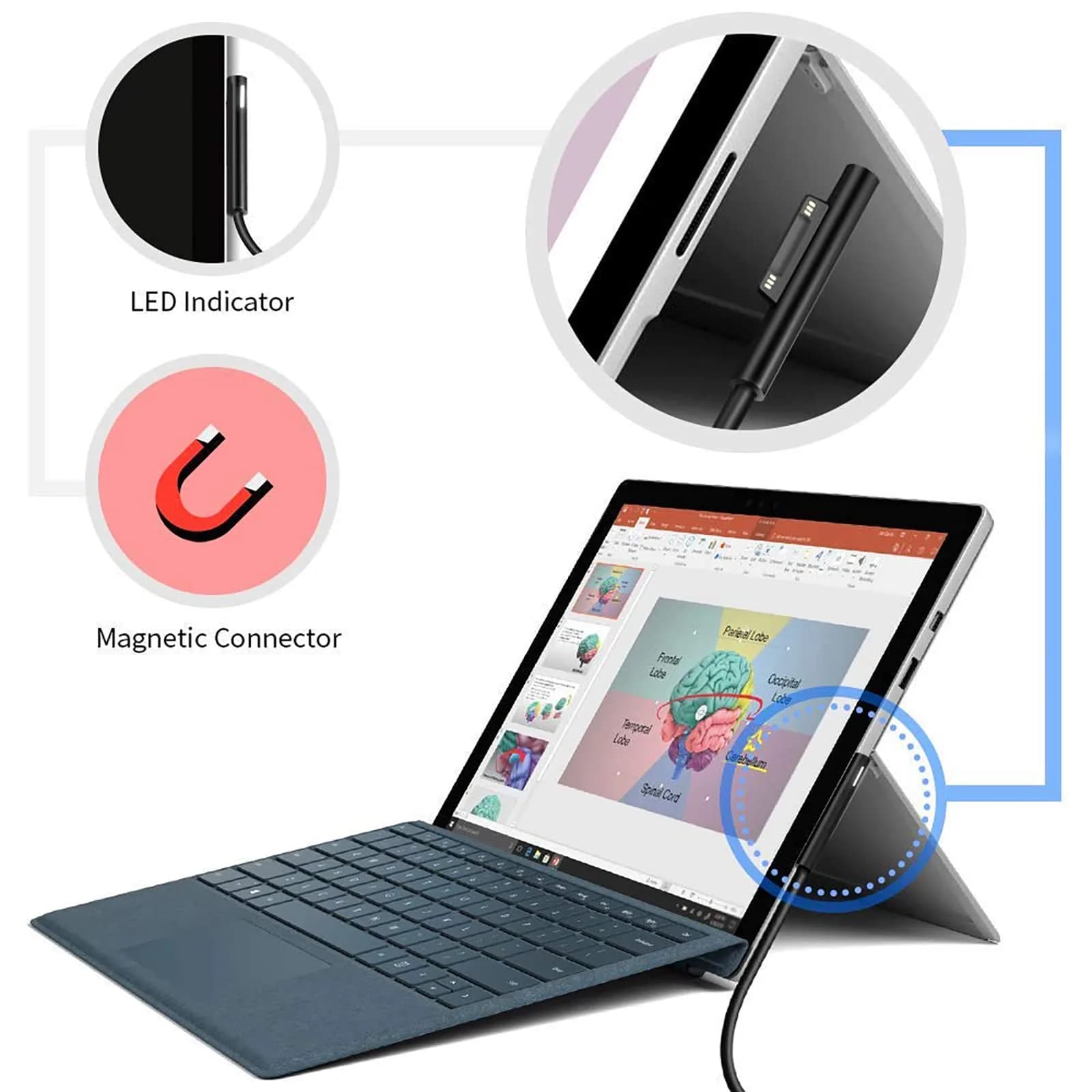 Sisyphy Surface Connect to USB-C Charging Cable 20cm (0.7ft) | Charge Surface Pro with USB-C PD Charger - view 6