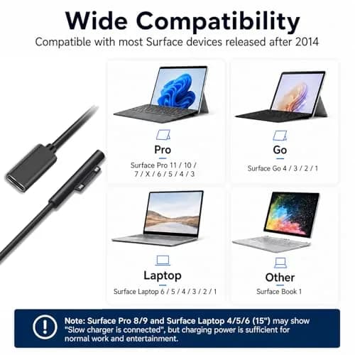 Sisyphy Surface Connect to USB-C Charging Cable 20cm (0.7ft) | Charge Surface Pro with USB-C PD Charger thumbnail 3