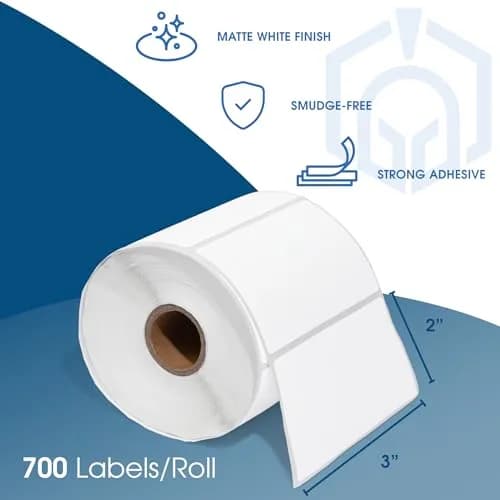Spartan Industrial 3" X 2" Direct Thermal Labels (7000 Count, 10 Rolls) | Perforated, Fade & Scratch Resistant thumbnail 2