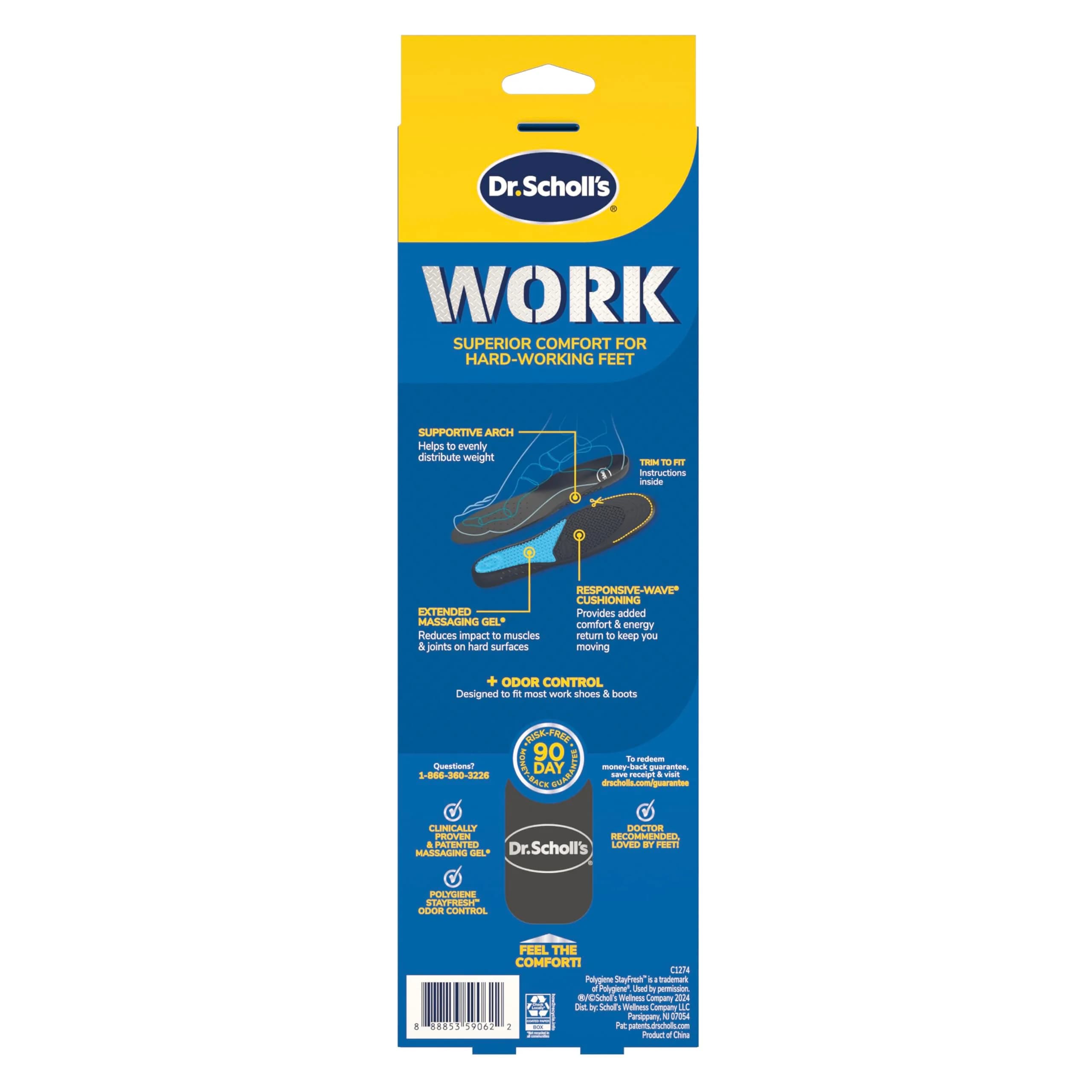 Dr. Scholl's Work Insoles for Men | All-Day Shock Absorption & Reinforced Arch Support | 2 Pairs (362.9 g / 0.8 lb) - view 9