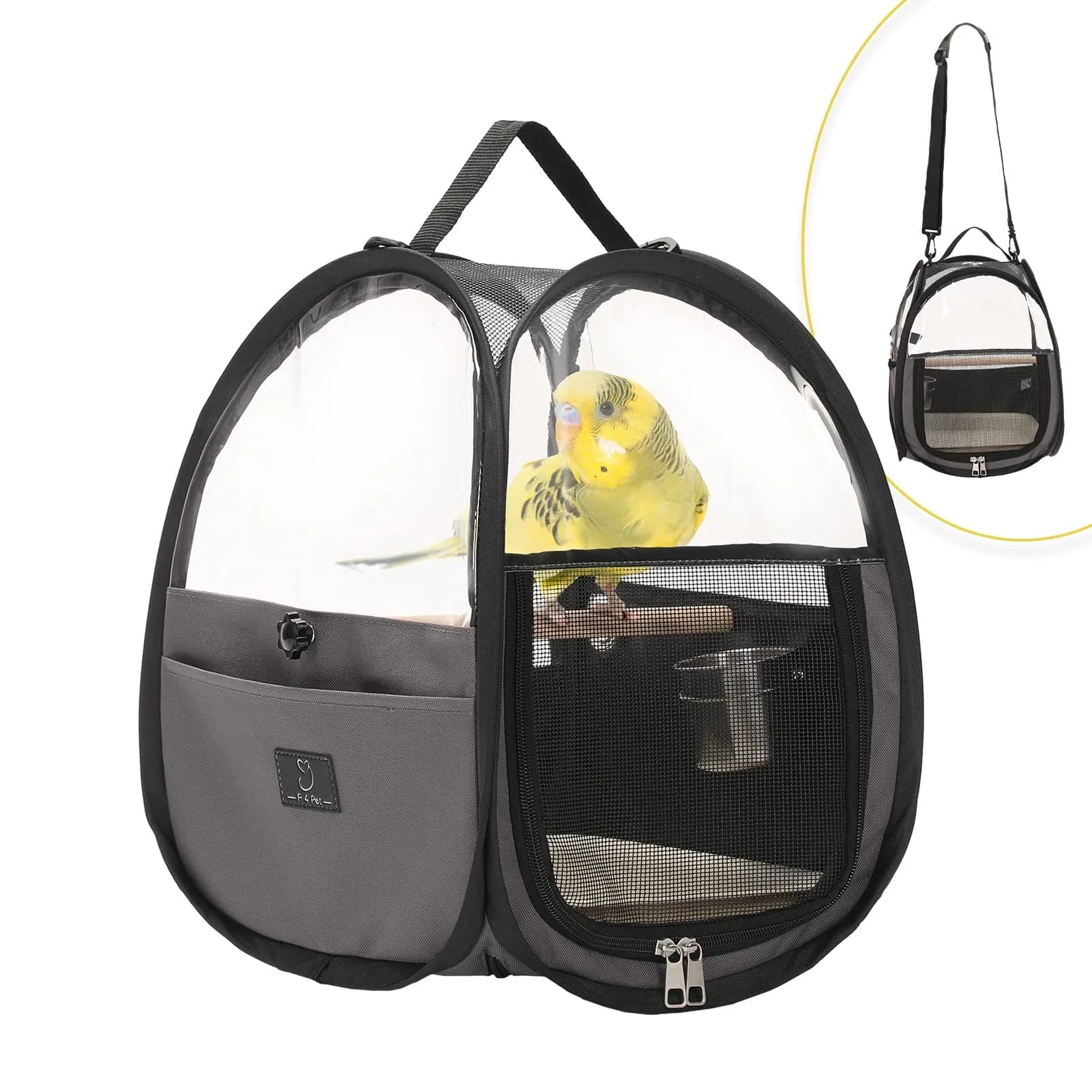 A 4 Pet Bird Carrier for Travel, Clear Windows, Lightweight | Safe & Portable Bird Cage - main product image