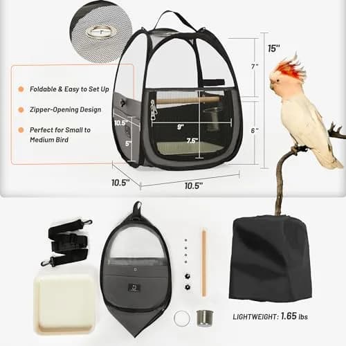 A 4 Pet Bird Carrier for Travel, Clear Windows, Lightweight | Safe & Portable Bird Cage thumbnail 2