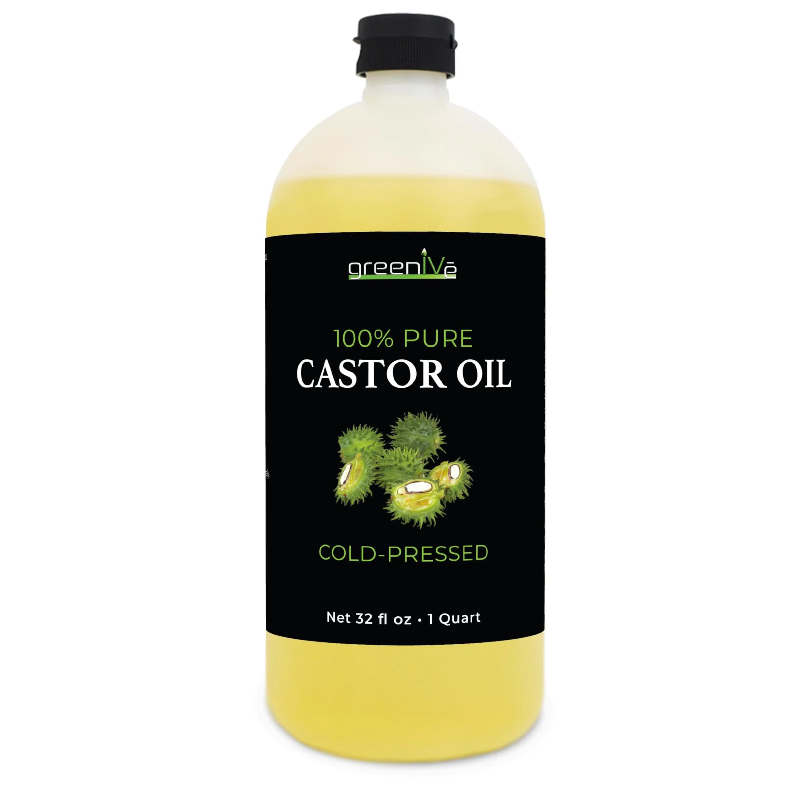 GreenIVe 100% Pure Cold Pressed Castor Oil 473ml (16 Fl Oz) | For Hair Growth & Skin Hydration — 32 Fl Oz thumbnail 1