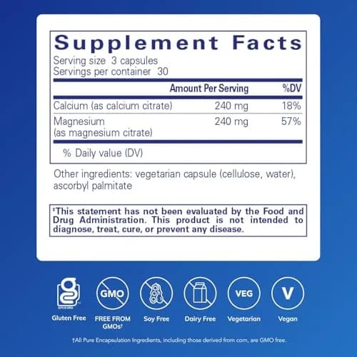 Pure Encapsulations Calcium Magnesium (Citrate), 90 Capsules | Supports Bone & Heart Health thumbnail 2