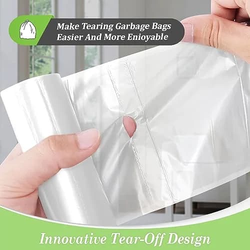 Teivio Small Trash Bags 2.6 Gal | HDPE Garbage Bags for Home & Office, 220 Count, Clear thumbnail 4