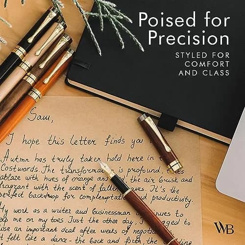 Wordsworth & Black Bamboo Wood Fountain Pen Set for Writing, Medium Nib, 14.1 cm (5.55 in) | Luxury Writing Instrument for Professionals thumbnail 6