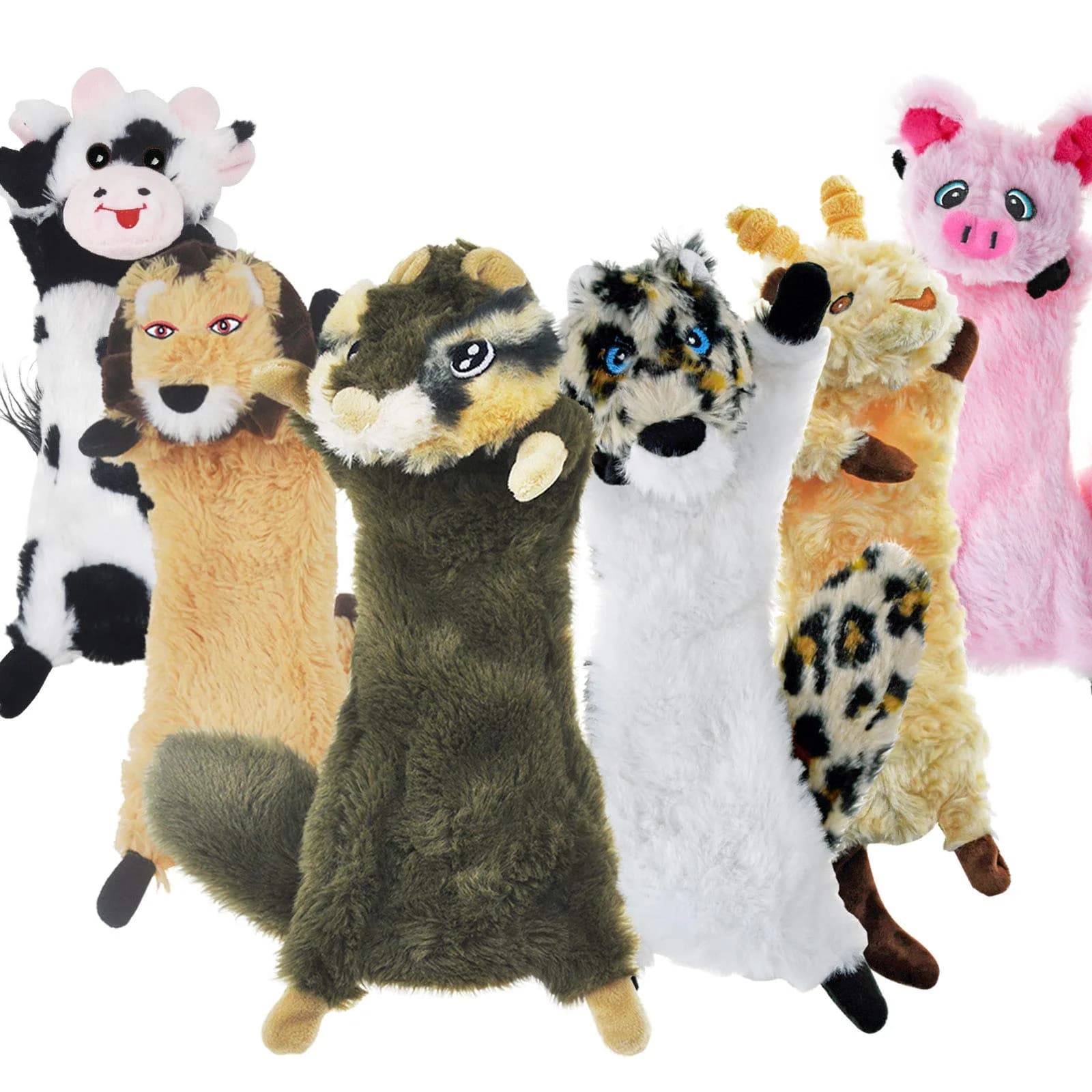 SHARLOVY Dog Squeaky Toy No Stuffing 6 Pack | Crinkle Plush Animal Toys for Puppies