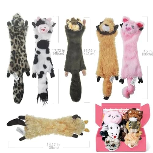 SHARLOVY Dog Squeaky Toy No Stuffing 6 Pack | Crinkle Plush Animal Toys for Puppies thumbnail 5