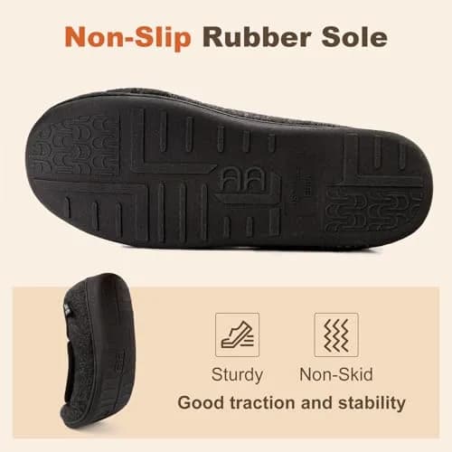 LongBay Women's Adjustable Memory Foam Slippers Black | Wide Fit, Orthopedic Support thumbnail 6