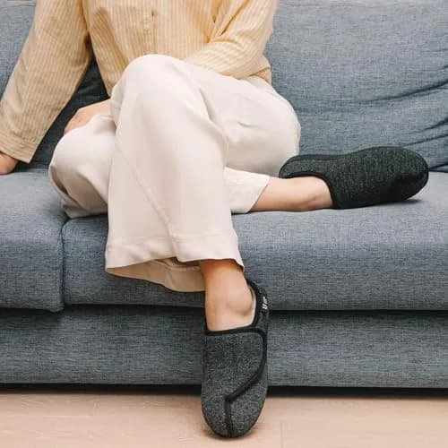 LongBay Women's Adjustable Memory Foam Slippers Black | Wide Fit, Orthopedic Support thumbnail 2