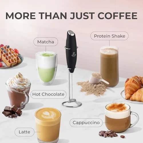 Zulay Kitchen Milk Frother Set – Handheld Coffee Frother with Stand, 350ml, 13,000 RPM, Stainless Steel, Barista Kit thumbnail 6
