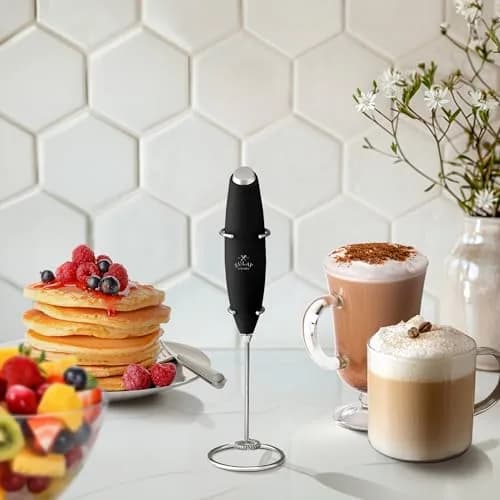 Zulay Kitchen Milk Frother Set – Handheld Coffee Frother with Stand, 350ml, 13,000 RPM, Stainless Steel, Barista Kit thumbnail 7