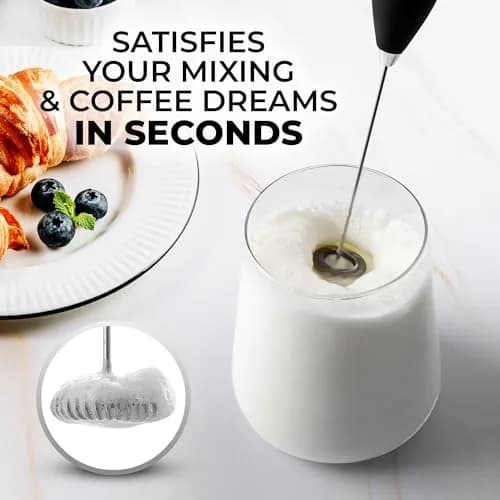 Zulay Kitchen Milk Frother Set – Handheld Coffee Frother with Stand, 350ml, 13,000 RPM, Stainless Steel, Barista Kit thumbnail 2