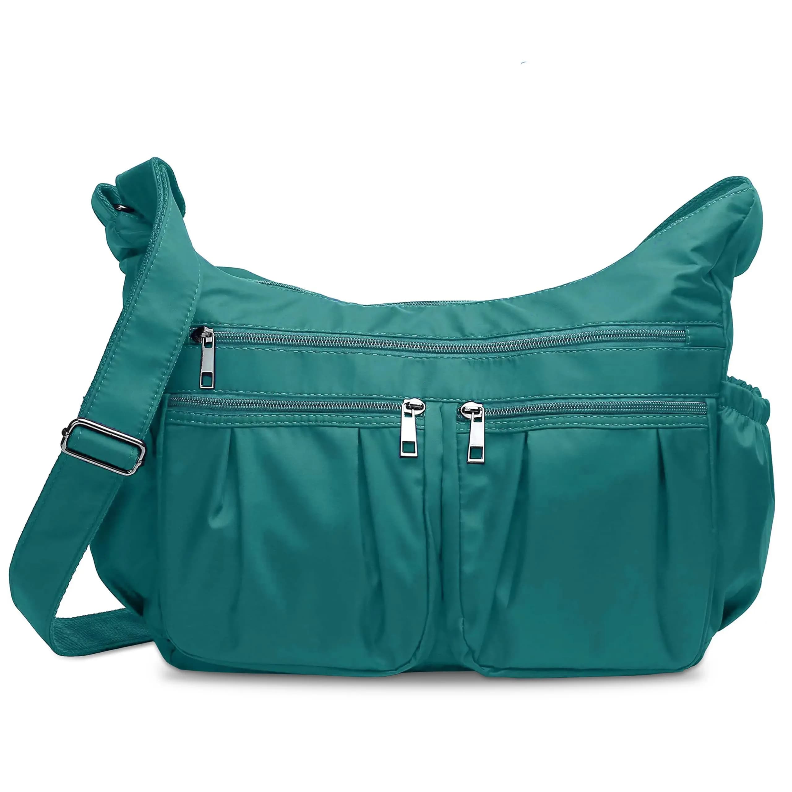 VOLGANIK ROCK Red Nylon Crossbody Handbag | Lightweight Waterproof Travel Bag for Women — Lake Blue - Large