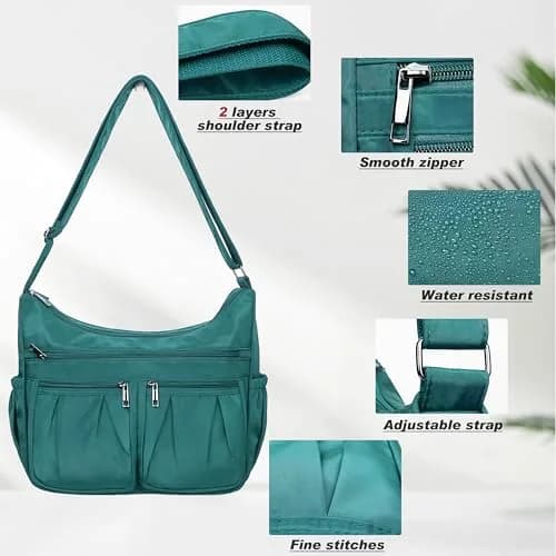 VOLGANIK ROCK Large Waterproof Nylon Crossbody Purse | Lightweight Travel Shoulder Handbag for Women thumbnail 5