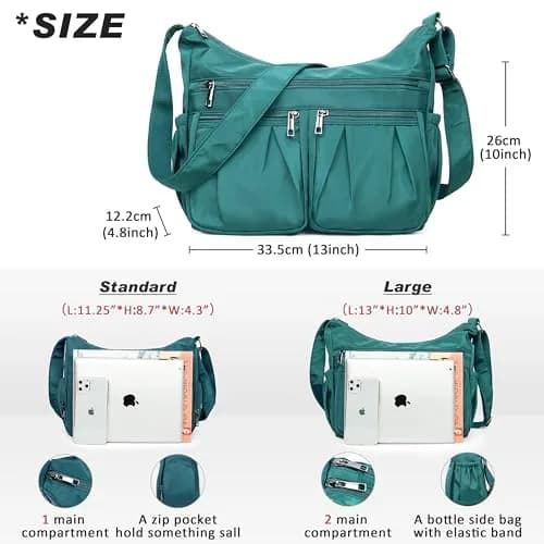 VOLGANIK ROCK Large Waterproof Nylon Crossbody Purse | Lightweight Travel Shoulder Handbag for Women thumbnail 2