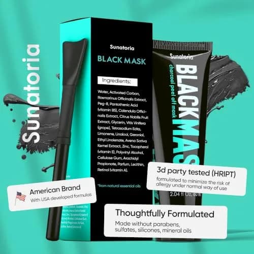 SUNATORIA Original Black Peel Off Face Mask 60ml (2.04 fl oz) | Purifying Charcoal Mask for Oily Skin thumbnail 3