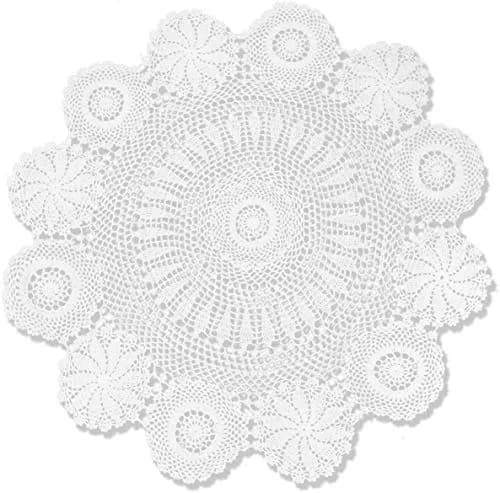 Hetao Handmade Crochet Round Tablecloth Doilies Lace Table Covers White 90 cm (35 Inch) | Elegant Lace Design for Weddings & Home Decor thumbnail 1