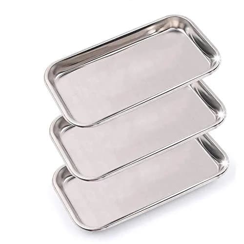 LabAider Stainless Steel Dental Procedure Tray 21.9 cm (8.6") | 3-Pack Flat Type for Medical & Lab Use thumbnail 1