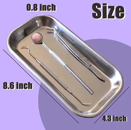 LabAider Stainless Steel Dental Procedure Tray 21.9 cm (8.6") | 3-Pack Flat Type for Medical & Lab Use thumbnail 3