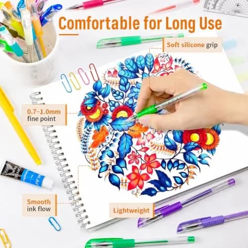 Aen Art Gel Pens for Adult Coloring Books, 30 Colors, Fine Point, 0.8mm | Bright & Vivid Colors for Art & Craft thumbnail 2