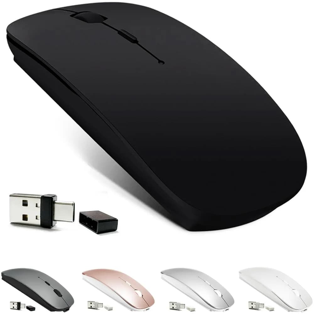 KLO Rechargeable Wireless Mouse | Bluetooth 5.2/3.0, USB-C/2.4G, 1600 DPI, Black - main product image