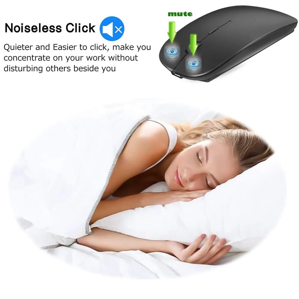 KLO Rechargeable Wireless Mouse | Bluetooth 5.2/3.0, USB-C/2.4G, 1600 DPI, Black - view 6