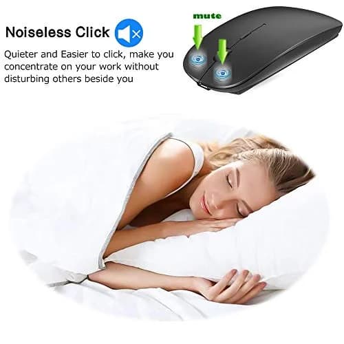KLO Rechargeable Wireless Mouse | Bluetooth 5.2/3.0, USB-C/2.4G, 1600 DPI, Black thumbnail 6