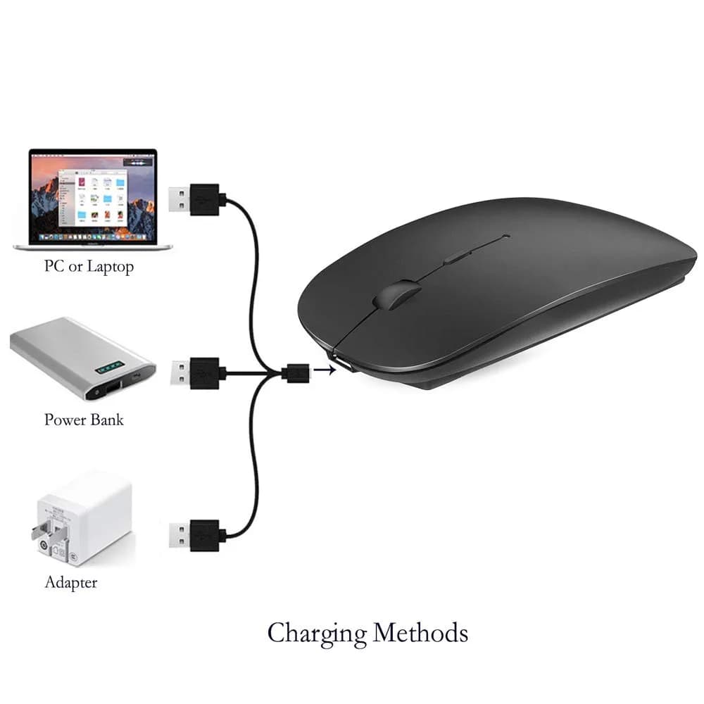 KLO Rechargeable Wireless Mouse | Bluetooth 5.2/3.0, USB-C/2.4G, 1600 DPI, Black - view 7