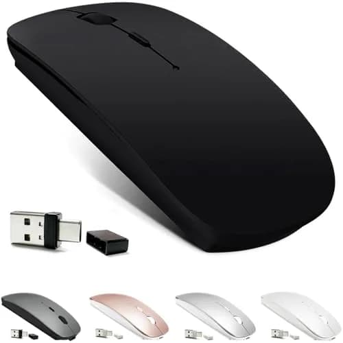 KLO Rechargeable Wireless Mouse | Bluetooth 5.2/3.0, USB-C/2.4G, 1600 DPI, Black thumbnail 1