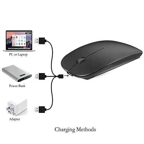 KLO Rechargeable Wireless Mouse | Bluetooth 5.2/3.0, USB-C/2.4G, 1600 DPI, Black thumbnail 7
