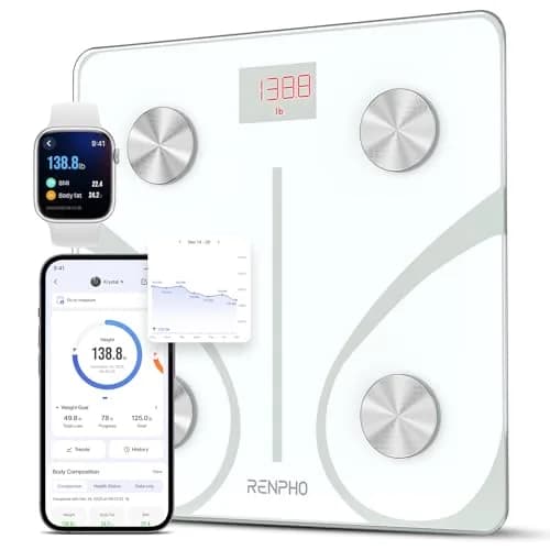 RENPHO Smart Body Weight Scale with BMI & Body Fat, 13 Metrics, 180 kg Capacity | FDA Approved — White