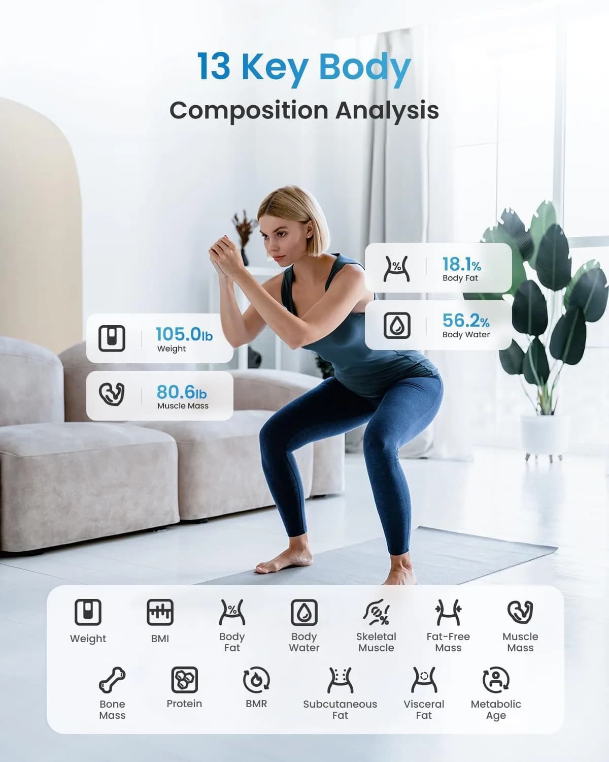 RENPHO Smart Body Weight Scale with BMI & Body Fat, 13 Metrics, 180 kg Capacity | FDA Approved - view 4