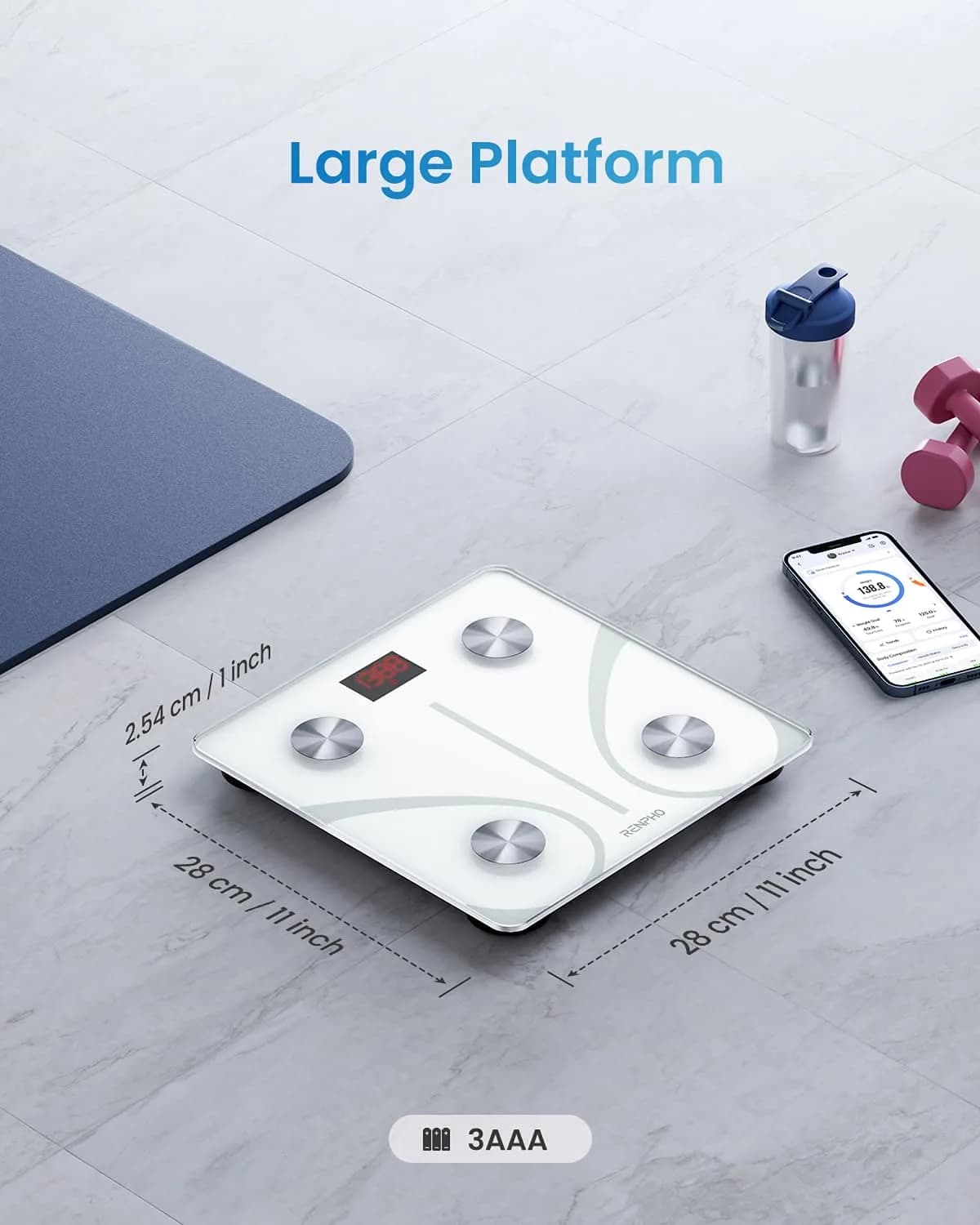 RENPHO Smart Body Weight Scale with BMI & Body Fat, 13 Metrics, 180 kg Capacity | FDA Approved - view 8