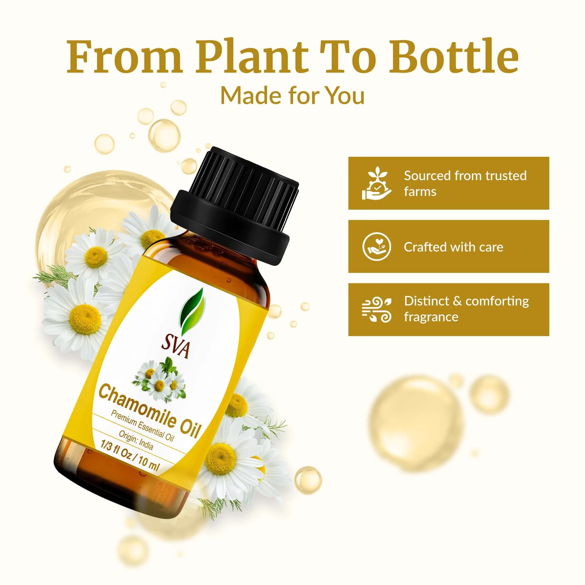 SVA ORGANICS Chamomile Essential Oil 0.33 Fl Oz (10 ml) | Pure & Natural Aromatherapy Oil - view 4