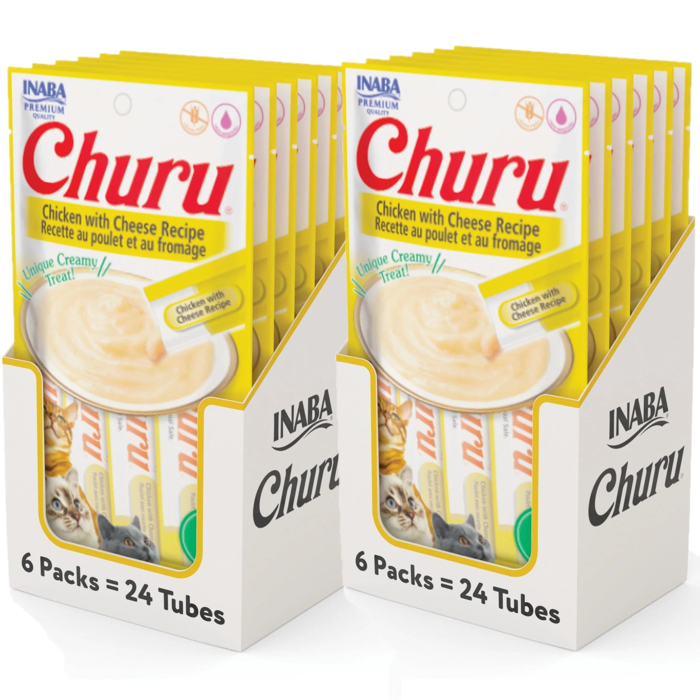 INABA Churu Chicken with Cheese Recipe Lickable Cat Treats, 0.5 oz Tubes (48 Count) - main product image