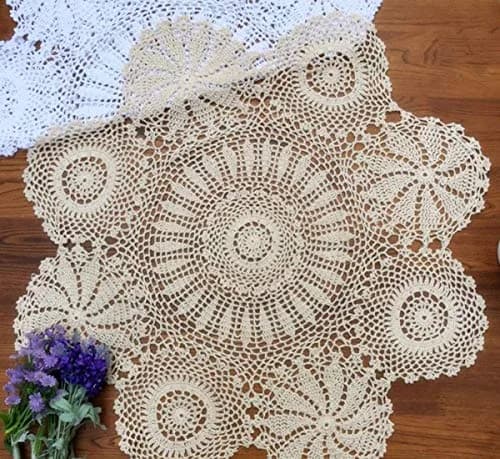 Hetao Handmade Crochet Round Tablecloth Doilies Lace Table Covers White 27 Inch (70 cm) thumbnail 2