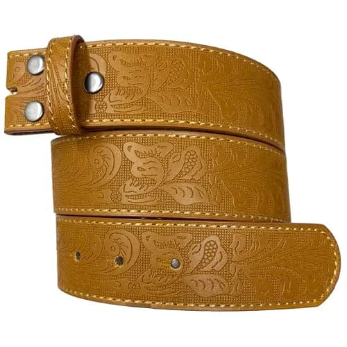 BC Belts Western Leather Belt Strap 1.5” Wide Embossed Scrollwork Tan XXL | Classic Western Style thumbnail 1