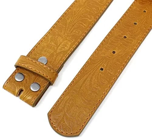 BC Belts Western Leather Belt Strap 1.5” Wide Embossed Scrollwork Tan XXL | Classic Western Style thumbnail 6