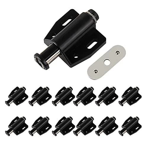 YuanhuaRongsheng Magnetic Touch Lock 12pcs | Heavy Duty Black Cabinet Catch with Push to Open (46x38x19mm) thumbnail 1