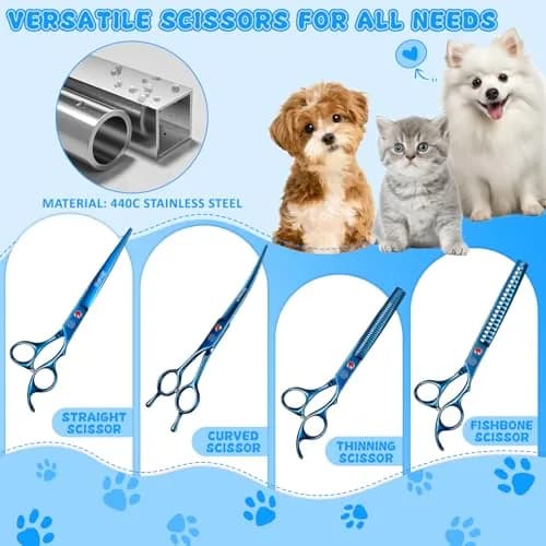 Moontay Professional Dog Grooming Scissors Set, 7 Inch/8 Inch | Sharp, Durable, Hand Forged thumbnail 3