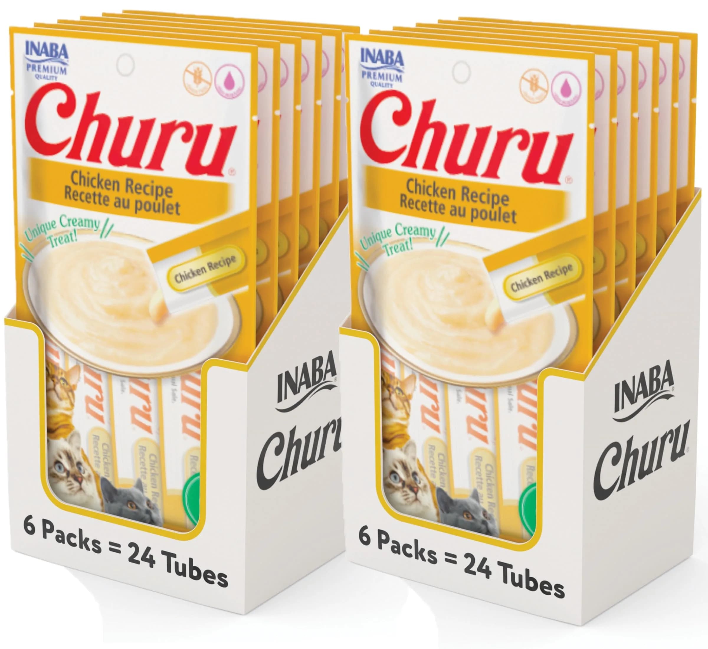 INABA Churu Chicken Recipe Lickable Cat Treats, 0.5 Ounce Tubes, 48 Count Pack - main product image